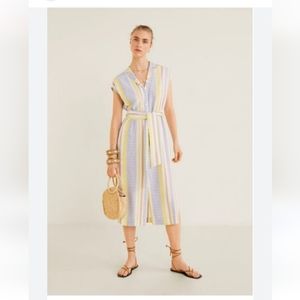 MANGO stripped tie waist shirt  dress small